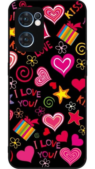 OPPO Reno7 5G Case Hülle - Silikon schwarz Valentine 2023 love symbols