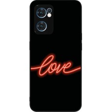 Coque OPPO Reno7 5G - Silicone rigide noir Valentine 2023 neon love