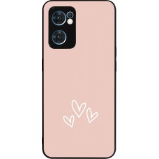 Coque OPPO Reno7 5G - Silicone rigide noir Valentine 2023 three minimalist hearts