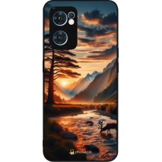 Coque OPPO Reno7 5G - Silicone rigide noir Valley Sunset Deer Tree