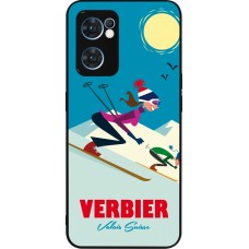 Coque OPPO Reno7 5G - Silicone rigide noir Verbier Ski Downhill