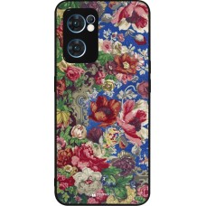 Coque OPPO Reno7 5G - Silicone rigide noir Vintage Art Flowers