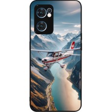 Coque OPPO Reno7 5G - Silicone rigide noir Vol Alpin Suisse