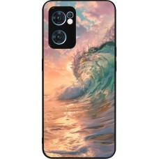 Coque OPPO Reno7 5G - Silicone rigide noir Wave Sunset