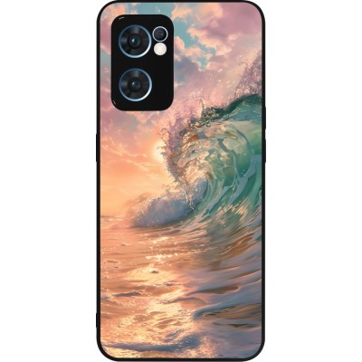 Coque OPPO Reno7 5G - Silicone rigide noir Wave Sunset