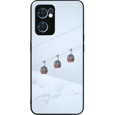 Coque OPPO Reno7 5G - Silicone rigide noir Winter 22 ski lift