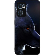 Coque OPPO Reno7 5G - Silicone rigide noir Wolf Shape