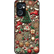 Coque OPPO Reno7 5G - Silicone rigide noir Noël 2023 micro pattern