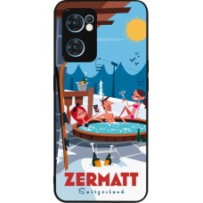 Coque OPPO Reno7 5G - Silicone rigide noir Zermatt Mountain Jacuzzi