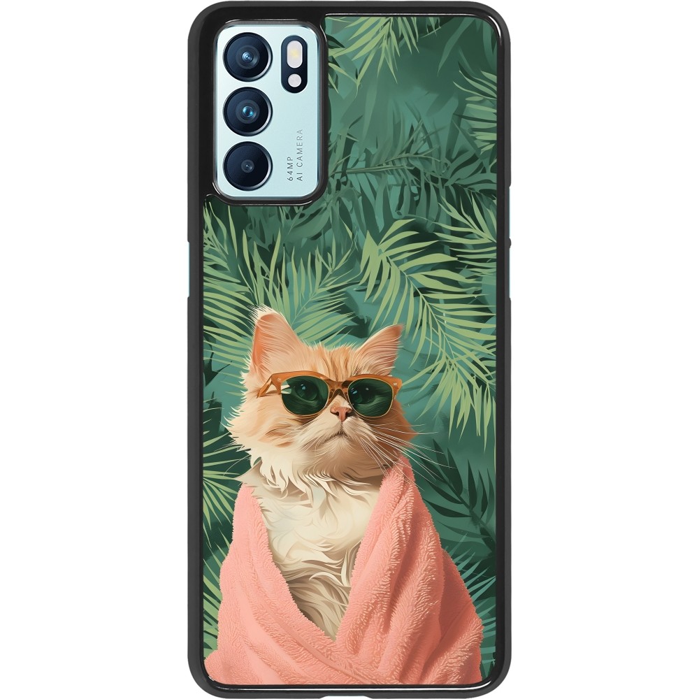 Coque OPPO Reno6 5G - Cat Summer Palms