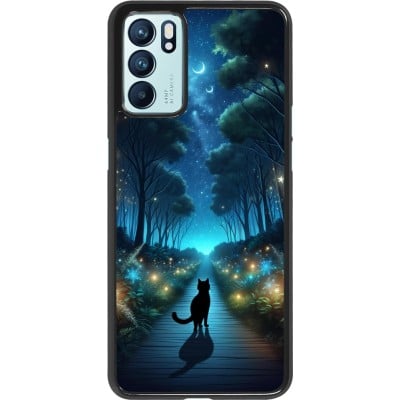 Coque OPPO Reno6 5G - Chat noir promenade