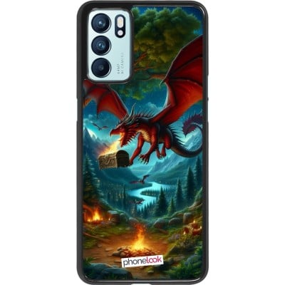 Coque OPPO Reno6 5G - Dragon Volant Forêt Trésor