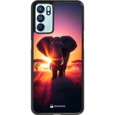 Coque OPPO Reno6 5G - Elephant Sunrise Beauty