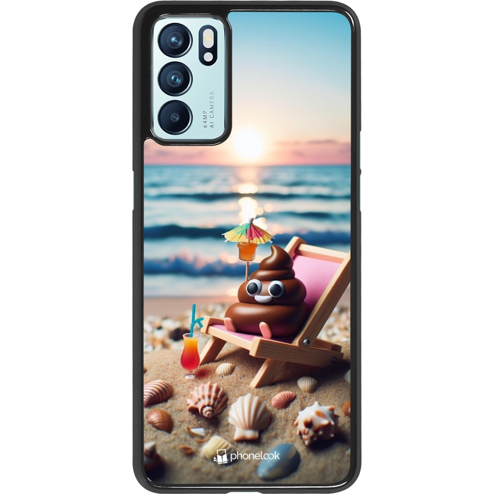 Coque OPPO Reno6 5G - Emoji caca sur chaise longue