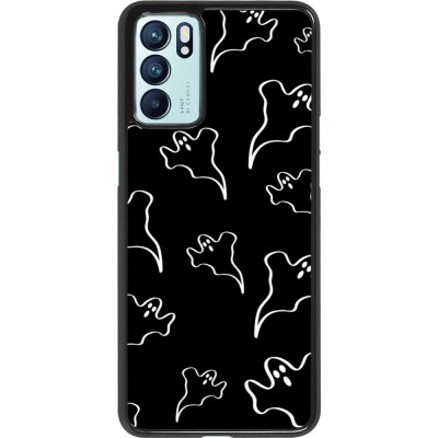 Coque OPPO Reno6 5G - Halloween 2024 black and white ghosts