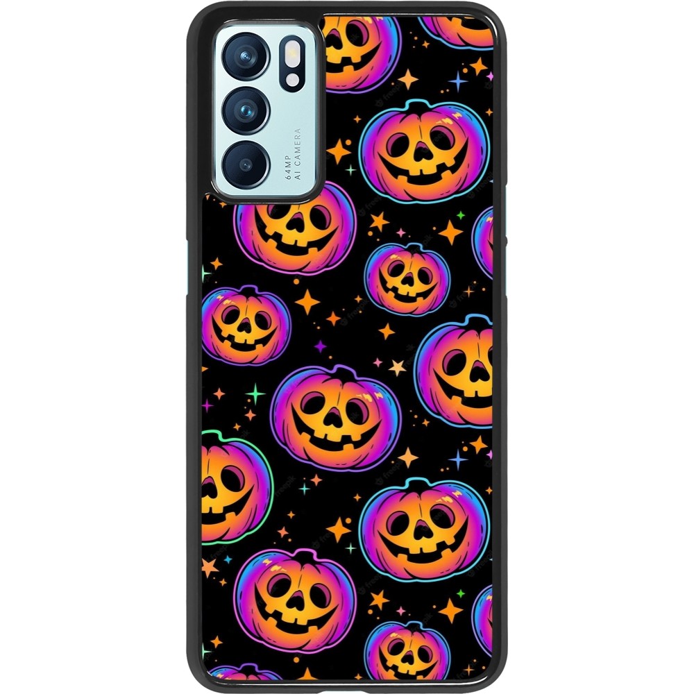 Coque OPPO Reno6 5G - Halloween 2024 rainbow pumpkins