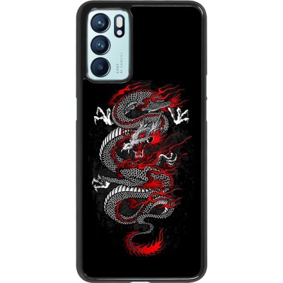 Coque OPPO Reno6 5G - Japanese style Dragon Tattoo Red Black