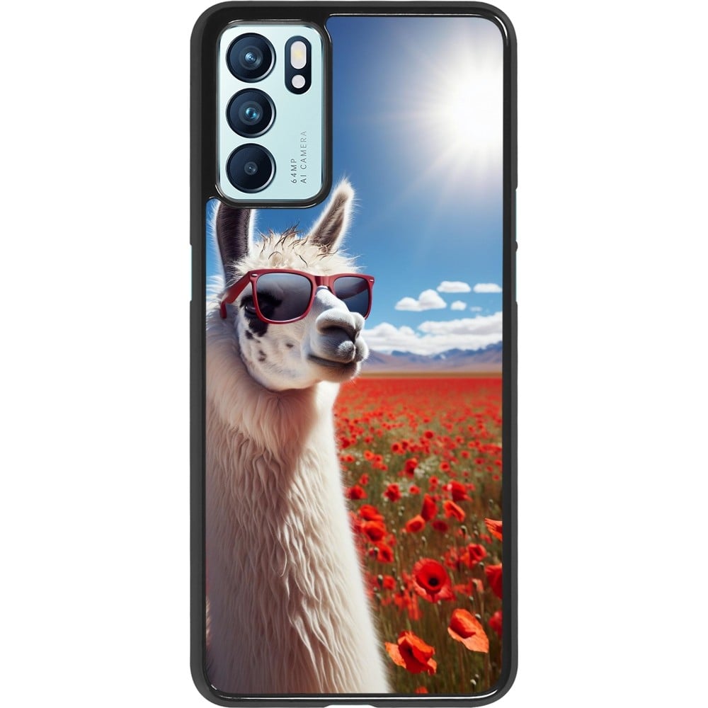 Coque OPPO Reno6 5G - Lama Chic en Coquelicot