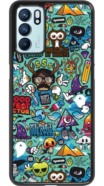 Coque OPPO Reno6 5G - Mixed Cartoons Turquoise