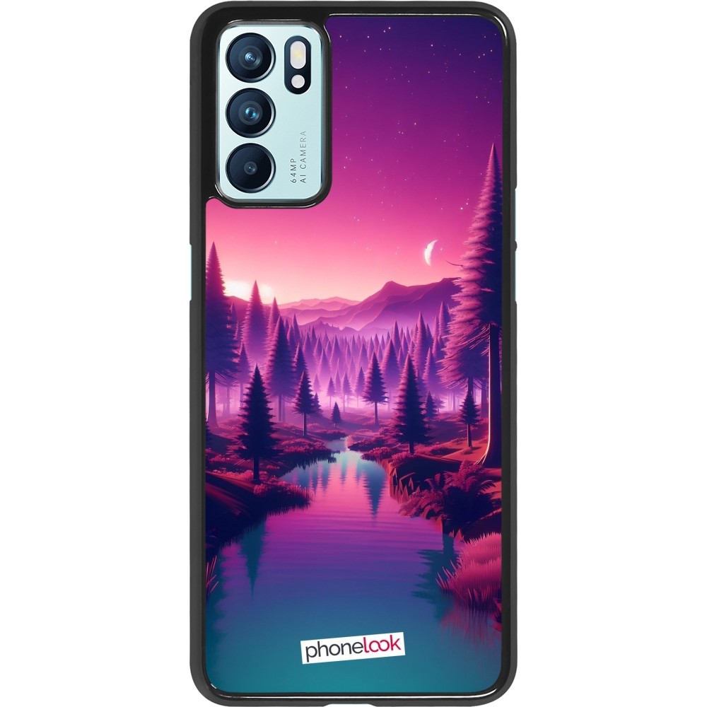 Coque OPPO Reno6 5G - Paysage Violet-Rose