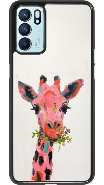 Coque OPPO Reno6 5G - Pink Girafe Paint