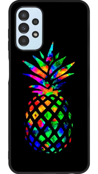 Coque Samsung Galaxy A13 5G - Silicone rigide noir Ananas Multi-colors