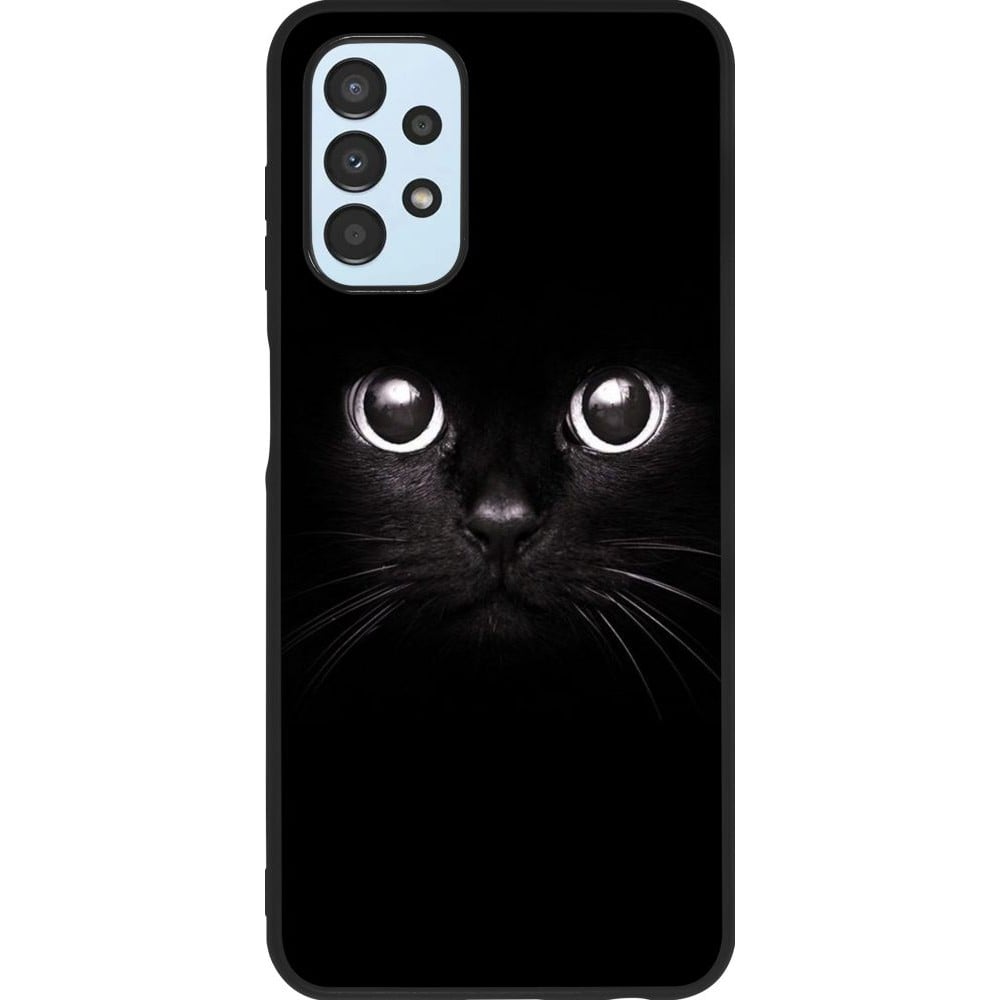 Coque Samsung Galaxy A13 5G - Silicone rigide noir Cat eyes