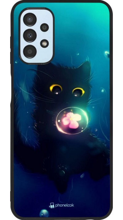 Coque Samsung Galaxy A13 5G - Silicone rigide noir Cute Cat Bubble