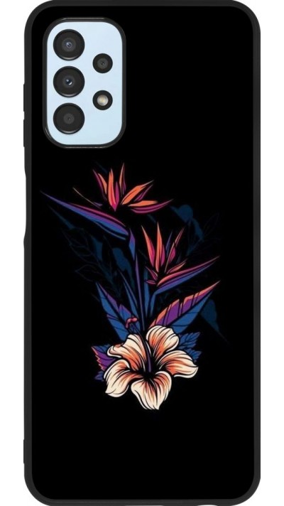 Coque Samsung Galaxy A13 5G - Silicone rigide noir Dark Flowers