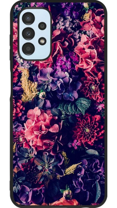 Coque Samsung Galaxy A13 5G - Silicone rigide noir Flowers Dark