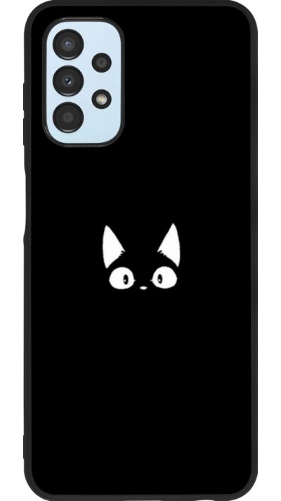 Coque Samsung Galaxy A13 5G - Silicone rigide noir Funny cat on black