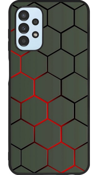 Coque Samsung Galaxy A13 5G - Silicone rigide noir Geometric Line red