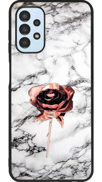 Coque Samsung Galaxy A13 5G - Silicone rigide noir Marble Rose Gold