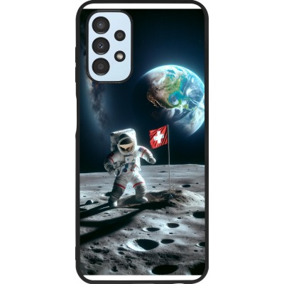 Coque Samsung Galaxy A13 5G - Silicone rigide noir Astro Suisse sur lune