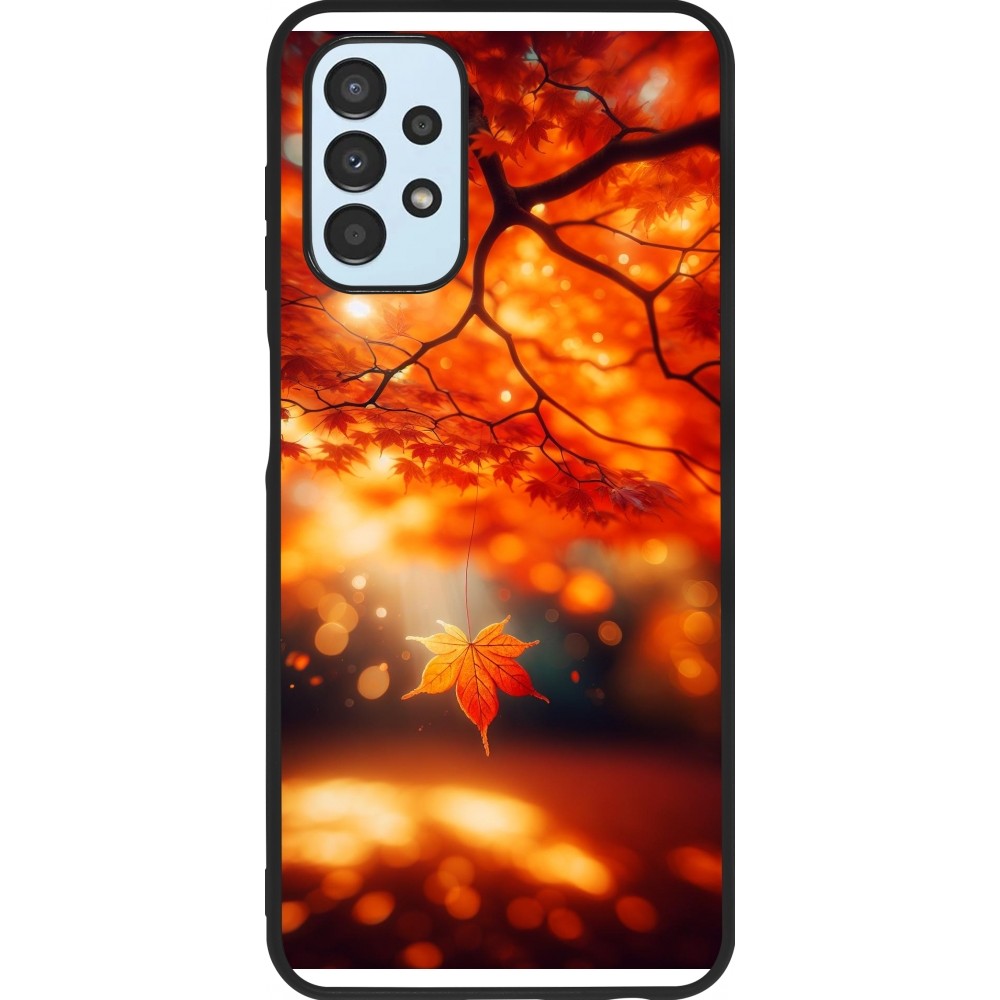 Coque Samsung Galaxy A13 5G - Silicone rigide noir Automne Magique Orange