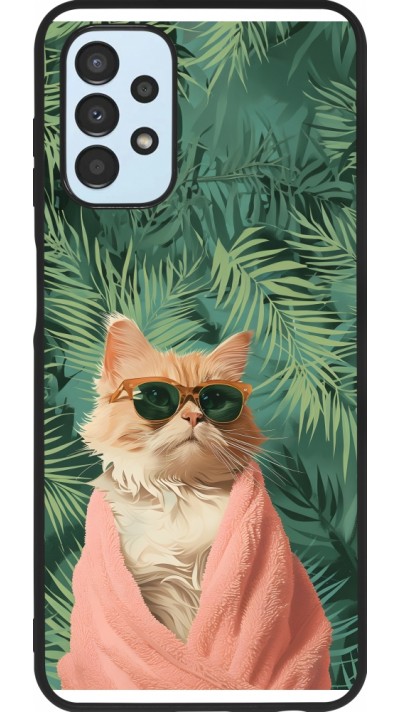 Coque Samsung Galaxy A13 5G - Silicone rigide noir Cat Summer Palms