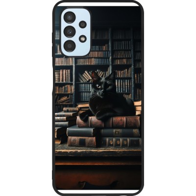 Coque Samsung Galaxy A13 5G - Silicone rigide noir Chat livres sombres