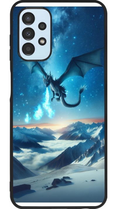 Coque Samsung Galaxy A13 5G - Silicone rigide noir Dragon nocturne montagne