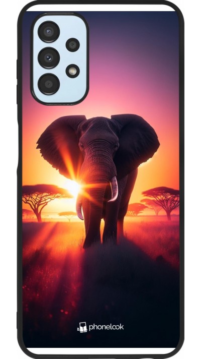 Coque Samsung Galaxy A13 5G - Silicone rigide noir Elephant Sunrise Beauty