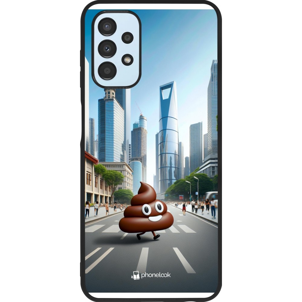 Coque Samsung Galaxy A13 5G - Silicone rigide noir Emoji Caca walk