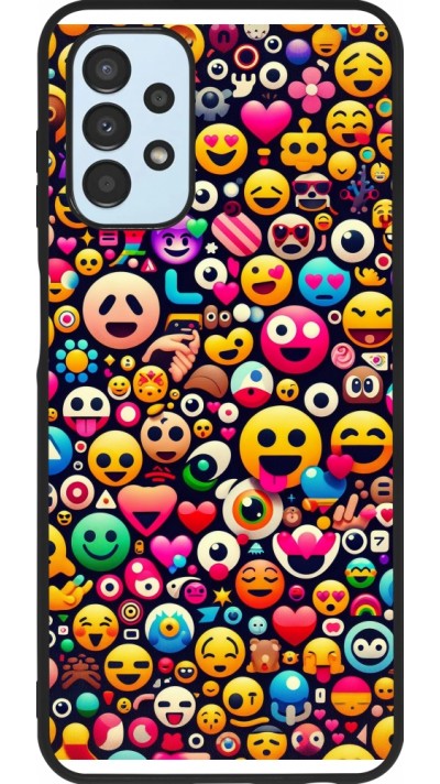 Coque Samsung Galaxy A13 5G - Silicone rigide noir Emoji Mix Color