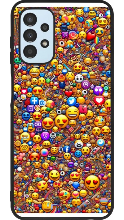 Coque Samsung Galaxy A13 5G - Silicone rigide noir Emoji mixed