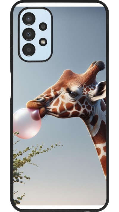 Coque Samsung Galaxy A13 5G - Silicone rigide noir Girafe à bulle