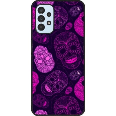 Coque Samsung Galaxy A13 5G - Silicone rigide noir Halloween 2023 pink skulls