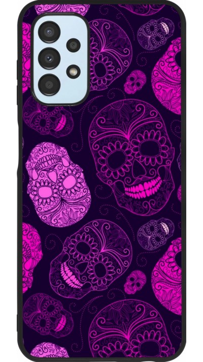 Coque Samsung Galaxy A13 5G - Silicone rigide noir Halloween 2023 pink skulls