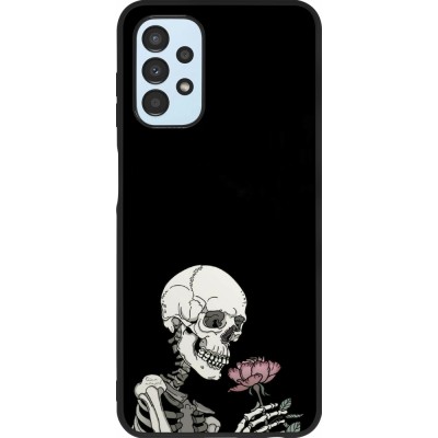 Coque Samsung Galaxy A13 5G - Silicone rigide noir Halloween 2023 rose and skeleton