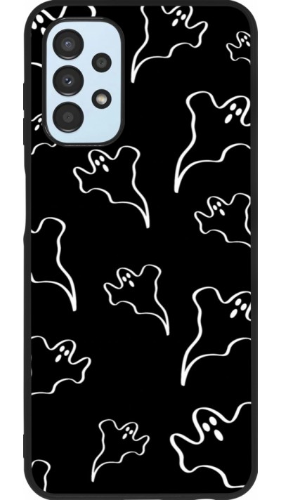 Coque Samsung Galaxy A13 5G - Silicone rigide noir Halloween 2024 black and white ghosts