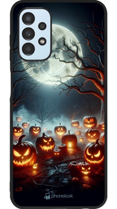 Coque Samsung Galaxy A13 5G - Silicone rigide noir Halloween 2024 Many Pumpkins