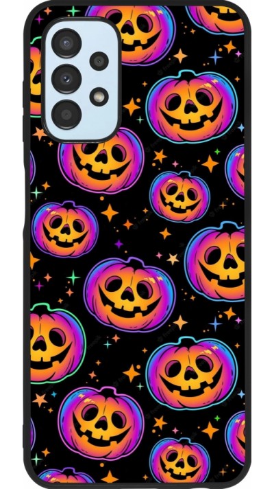 Coque Samsung Galaxy A13 5G - Silicone rigide noir Halloween 2024 rainbow pumpkins