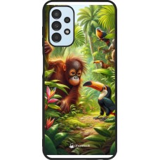 Coque Samsung Galaxy A13 5G - Silicone rigide noir Jungle Tropicale Tayrona